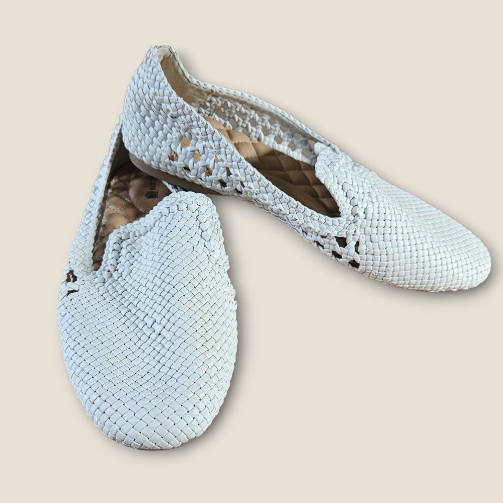 Birdies The Starling Woven Cream Flats Pointed Toe Ballet Slip On Shoes Size 7.5